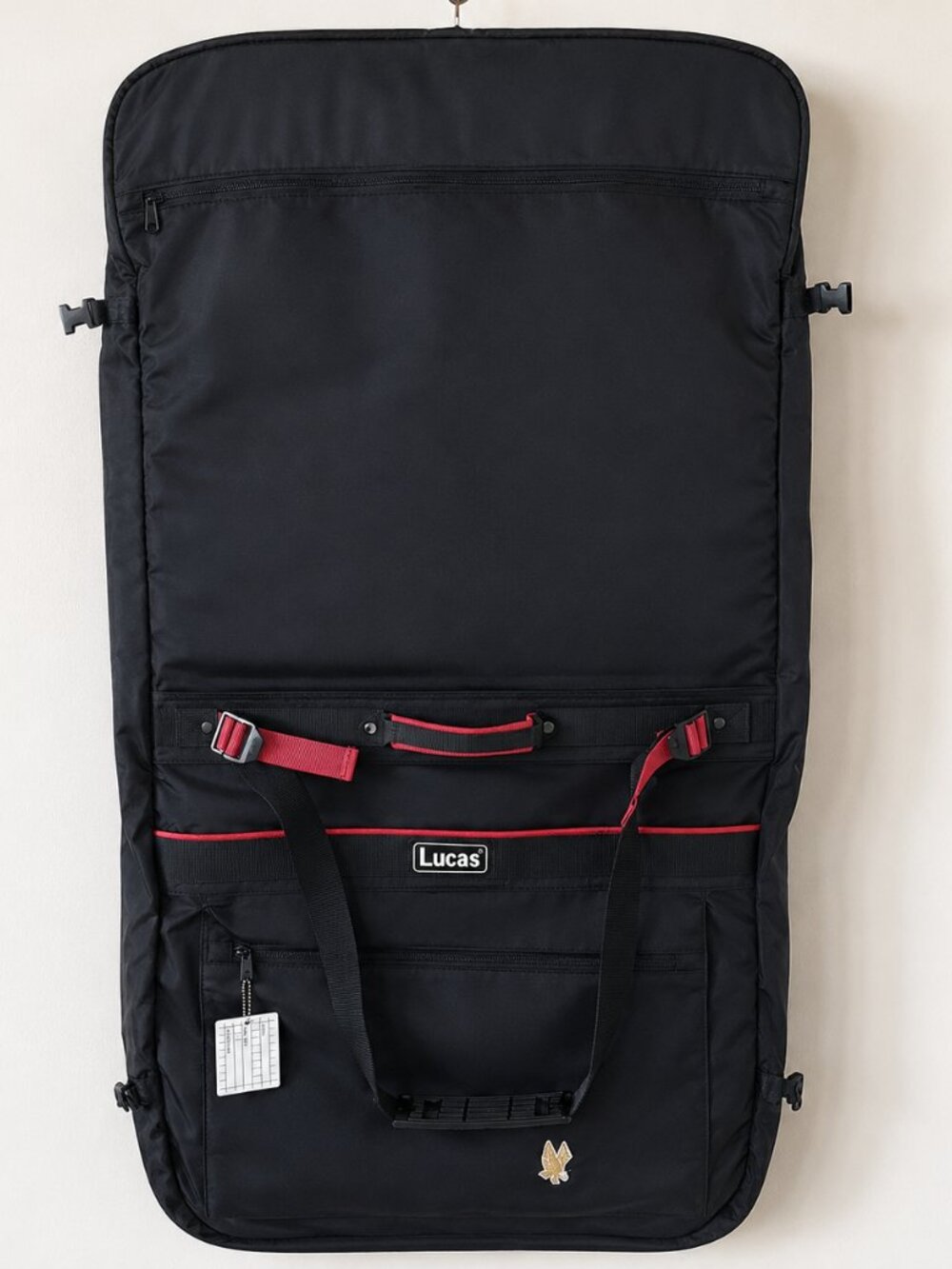 Lucas Vintage Black Nylon Lightweight Foldable Garment Travel Bag
